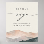 Sierra Dusk | Mountain Wedding Guestbook Sign ポスター (正面)