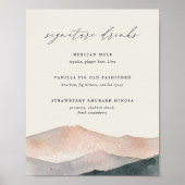 Sierra Dusk Mountain Wedding Signature Drink Sign ポスター (正面)