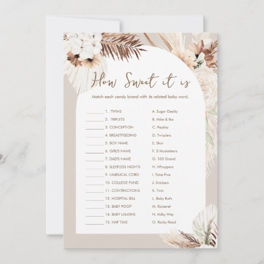 SIERRA How Sweet Itキャンディバーベビーゲームカード 招待状 (正面)