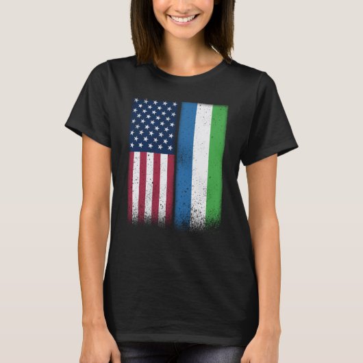 Sierra Leone Sierra Leonean American Flags Proud U Tシャツ (正面)