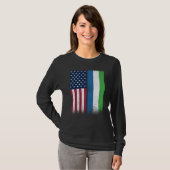 Sierra Leone Sierra Leonean American Flags Proud U Tシャツ (正面フル)