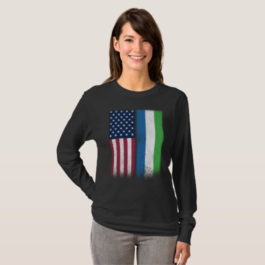 Sierra Leone Sierra Leonean American Flags Proud U Tシャツ (正面フル)