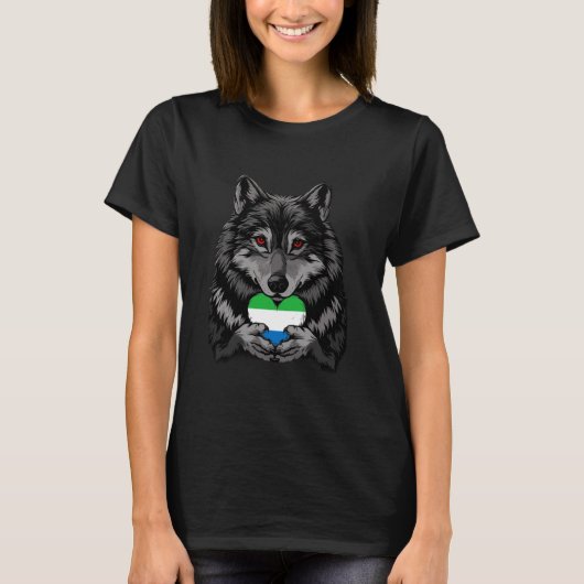 Sierra Leone Wolf Sierra Leonean Flag Sierra Leone Tシャツ (正面)
