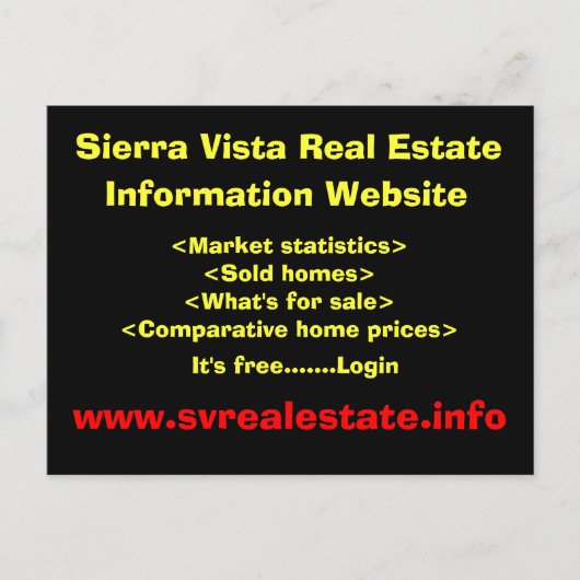 Sierra Vista 実在 Estate, Information Webサイト， ... ポストカード (正面)