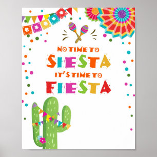 Siesta Cactus Fiestaテーブルへの時間がない標識 ポスター