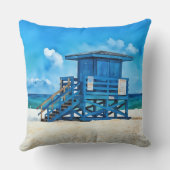 Siesta Key Beach Blue Lifeguard Tower Pillow クッション (裏面)