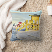Siesta Key Beach Lifeguard Towers Pillow クッション (ブランケット)