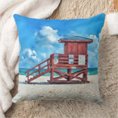 Siesta Key Beach Red LifeGuard Tower Pillow クッション (ブランケット)