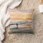 Siesta Key Beach Sunset boy playing in water  クッション (ブランケット)