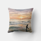 Siesta Key Beach Sunset boy playing in water  クッション (裏面)