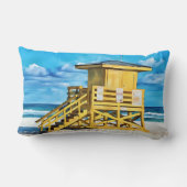 Siesta Key Beach Yello LifeGuard Tower Pillow ランバークッション (裏面)