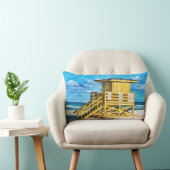 Siesta Key Beach Yello LifeGuard Tower Pillow ランバークッション (椅子)