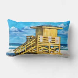 Siesta Key Beach Yello LifeGuard Tower Pillow ランバークッション