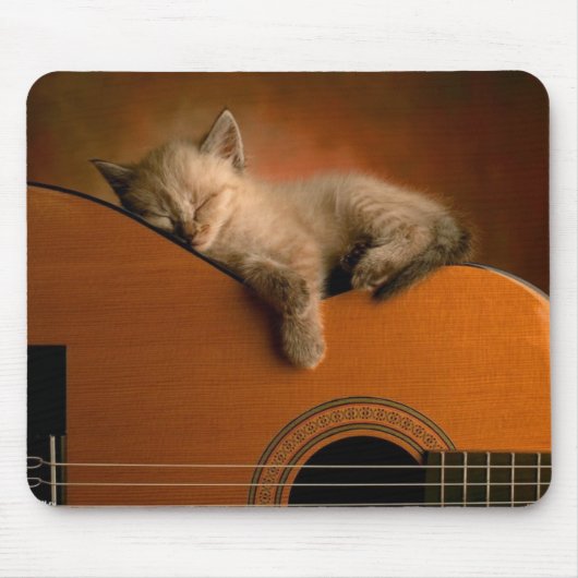 Sieste du chaton sur guitare マウスパッド (正面)