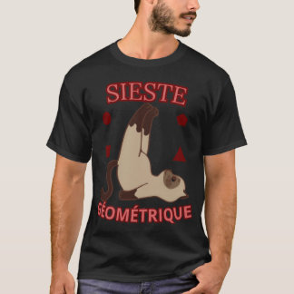 Sieste Géométrique – Funny Cat Relaxing Geometry T Tシャツ