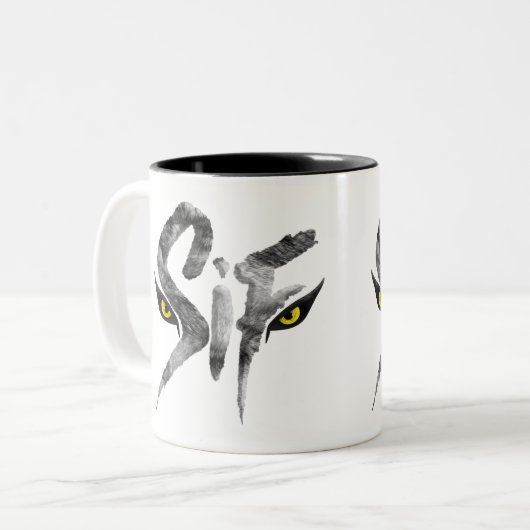 Sifの素晴らしいオオカミのタイポグラフィ ツートーンマグカップ (正面左)