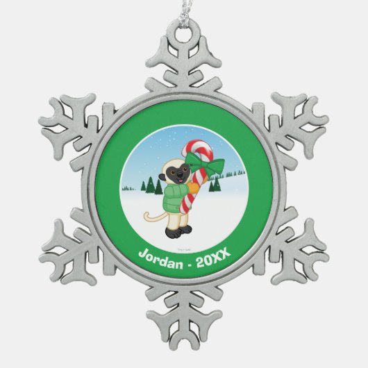 SifakaのLemur スノーフレークピューターオーナメント (正面)