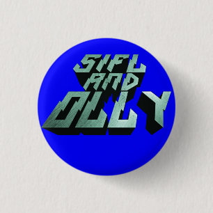 SiflおよびOllyの金属のロゴボタン(青い) 缶バッジ