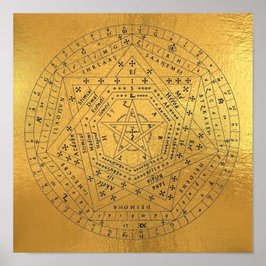 Sigillum Dei Seal of God Angelic John Dee Diagram ポスター (正面)