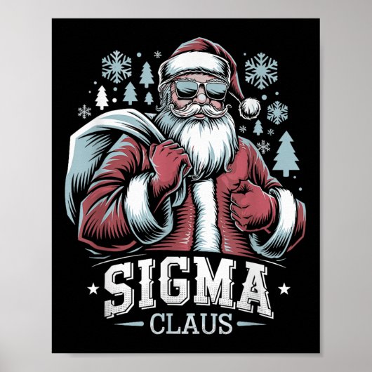 Sigma Claus Cool Santa Funny Christmas Rizz Rizzle ポスター (正面)