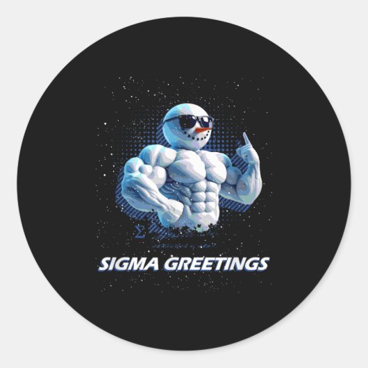 Sigma Greetings Bruh Snowman Rizz Merry Christmas  ラウンドシール (正面)