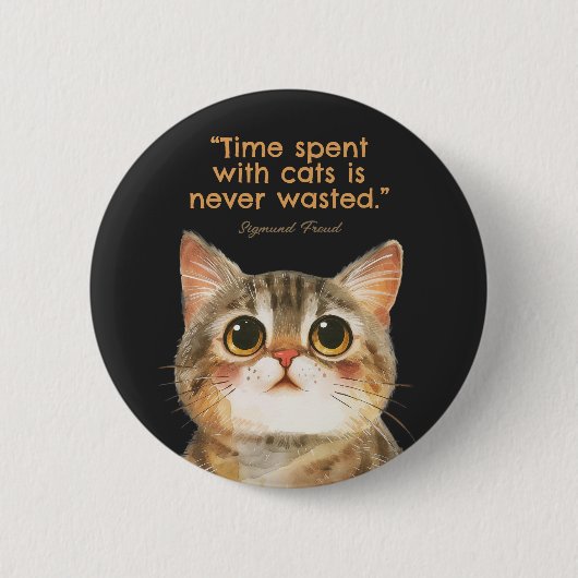 Sigmund Freud Cat Quote Button 缶バッジ (正面)