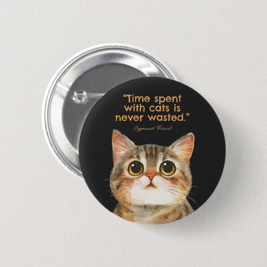 Sigmund Freud Cat Quote Button 缶バッジ (正面&裏面)