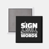Signは千語の価値があるアメリカのSign Langu マグネット (正面/裏面)