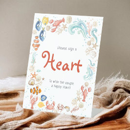 Sign a Heart | Coastal Ocean Beach Bridal Shower 台座サイン