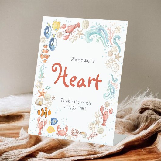 Sign a Heart | Coastal Ocean Beach Bridal Shower 台座サイン