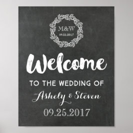 Sign Chalkboard結婚リースへようこそ ポスター