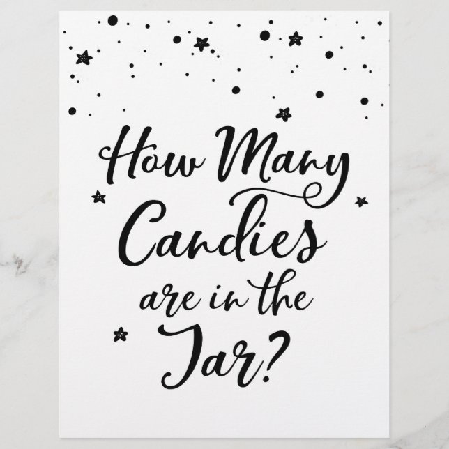 SIGN How many Candies in the Jar Baby Shower Game (正面)