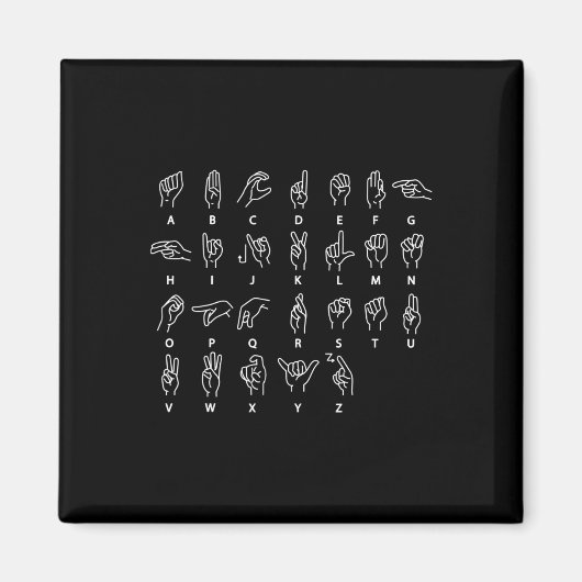 Sign Language Alphabet Deaf Mute Asl Deaf Awarenes マグネット (正面)