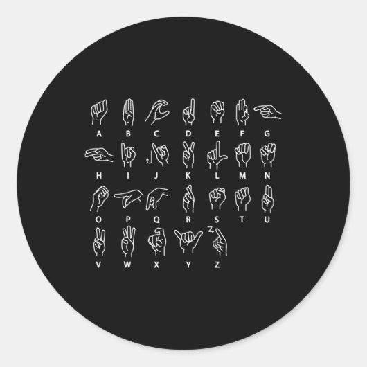 Sign Language Alphabet Deaf Mute Asl Deaf Awarenes ラウンドシール (正面)