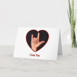 SIGN LANGUAGE I LOVE YOU HEART, HAND カード
