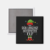 Sign Language Interpreter小妖精や小人Matching Family Gro マグネット (正面/裏面)