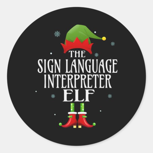 Sign Language Interpreter小妖精や小人Matching Family Gro ラウンドシール (正面)
