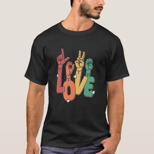 Sign Language Love ASL Deaf Hearing Impaired Inter Tシャツ (正面)