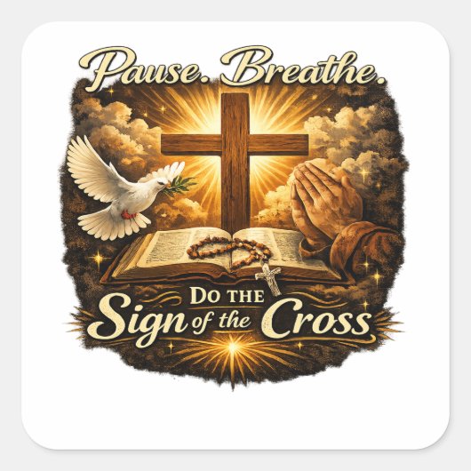Sign of the Cross Christian Faith  スクエアシール (正面)