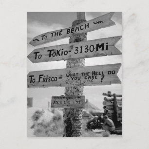 Sign on Tarawaは海洋ユーモア_戦争イメージを示している ポストカード