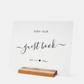 Sign Our Guest Book 結婚's Black アクリルサイン (傾斜)