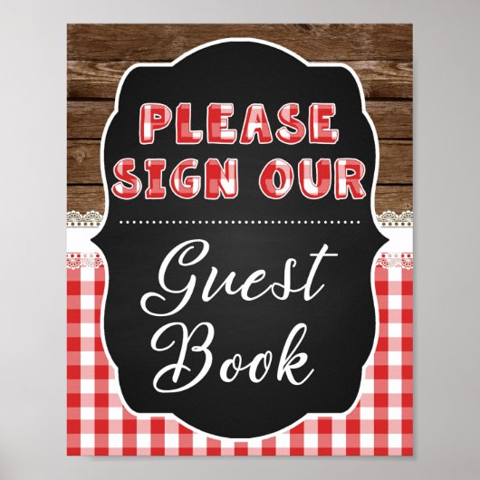 Sign our Guest Book Sign - RedベビーQ ポスター (正面)
