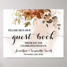 Sign our Guest Book Wedding Fall Autumn Shower ポスター