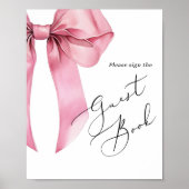 Sign the Guest Book Pink Bowスクリプトブライダルシャワー ポスター (正面)