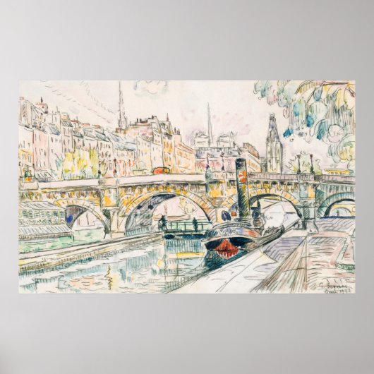 Signac's Tugboat the Pont Neuf，パリ ポスター (正面)