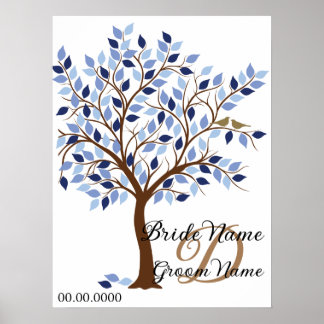 Signature結婚's Guest Book Tree, in Blues. ポスター
