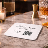 Signature Cocktail QR Code Wedding スクエアペーパーコースター