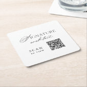 Signature Cocktail QR Code Wedding スクエアペーパーコースター (アングル)