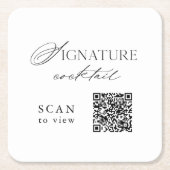 Signature Cocktail QR Code Wedding スクエアペーパーコースター (正面)