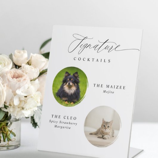 Signature Cocktails 2 Pet Photo Elegant Wedding 台座サイン